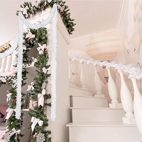 Glittery Christmas Tinsel Garland for Tree and Staircase
