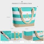 Personalized Initial Canvas Beach Tote Bag