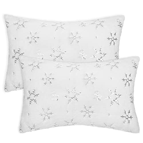 Snowflake Sequin Christmas Pillow Covers - Set of 2