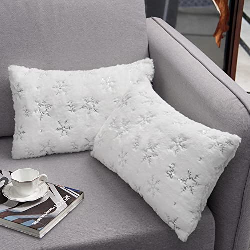 Snowflake Sequin Christmas Pillow Covers - Set of 2