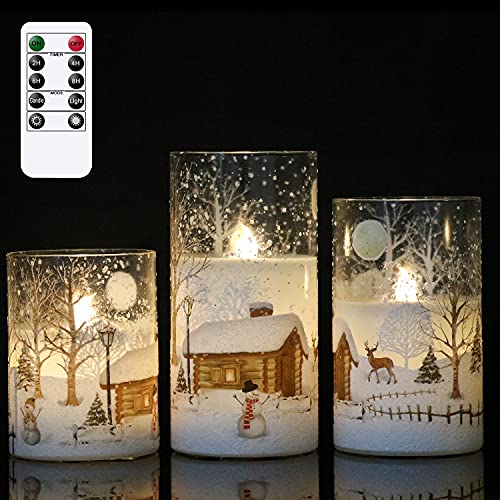 Flickering Flameless Christmas Candles with Remote - Set of 3
