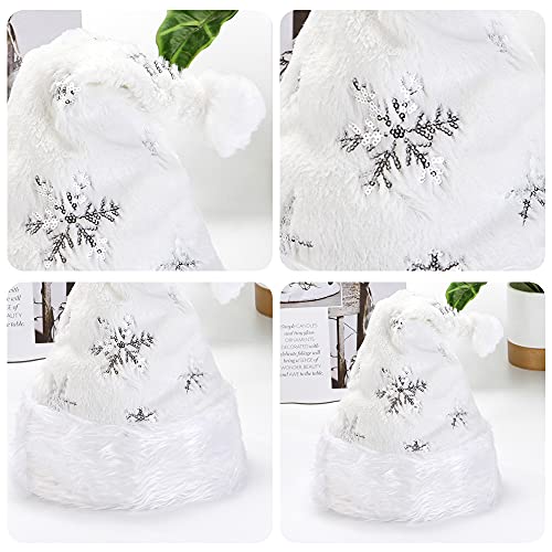 Cozy White Snowflake Santa Hat for Christmas
