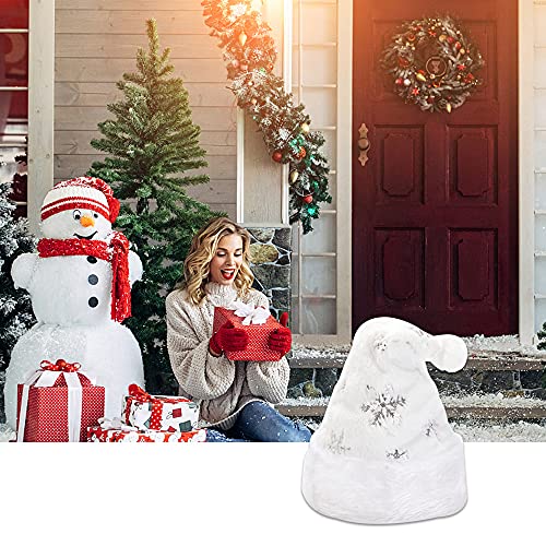 Cozy White Snowflake Santa Hat for Christmas