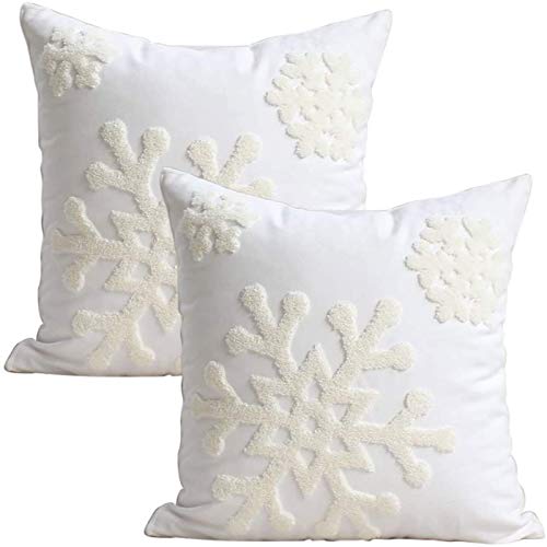 Snowflake Embroidered Throw Pillow Covers (Set of 2)