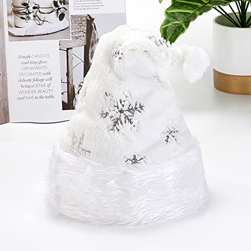 Cozy White Snowflake Santa Hat for Christmas