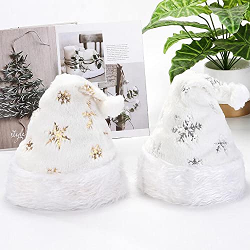 Cozy White Snowflake Santa Hat for Christmas