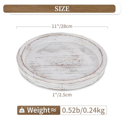 Rustic White Wood Candle Plate Holder Tray