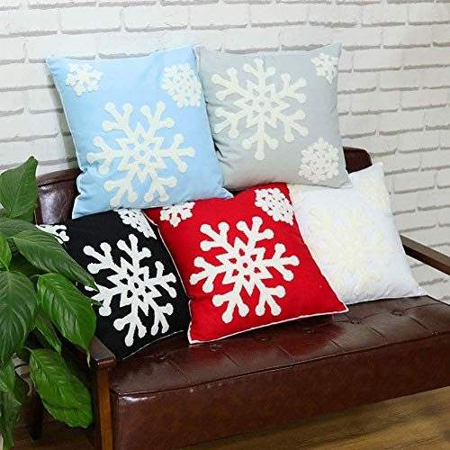 Snowflake Embroidered Throw Pillow Covers (Set of 2)