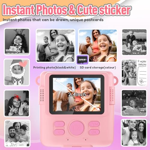 Kids Instant Print Camera - Christmas Gift for Ages 3-12