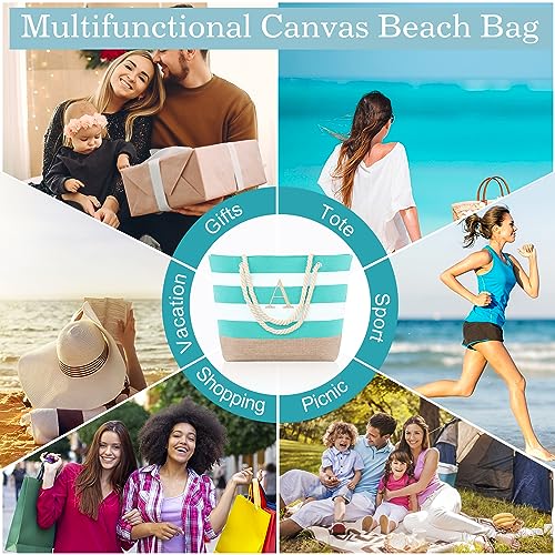 Personalized Initial Canvas Beach Tote Bag