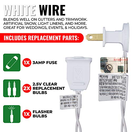 White Wire Christmas Lights - Clear Bulb, 50ct