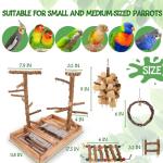 Natural Wood Bird Playground with Removable Tray and Cups