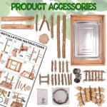 Natural Wood Bird Playground with Removable Tray and Cups