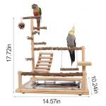 Wooden Cockatiel Bird Play Stand with Tray & Cups