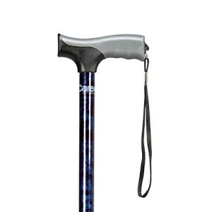 Adjustable Soft Grip Walking Cane with Strap - Blue