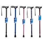 Adjustable Soft Grip Walking Cane with Strap - Blue
