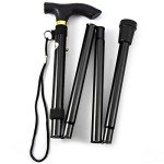 Adjustable Lightweight Folding Walking Stick - Black
