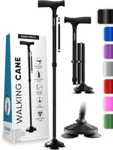 HONEYBULL Adjustable Folding Walking Cane - Black