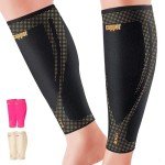 ITHW Copper Calf Compression Sleeves for Men and Women, Shin Splint Compression Sleeve for Legs Pain Relief, Footless Compression Socks for Varicose Veins (1 Pair)