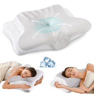 Cervical Neck Pillow for Pain Relief - Ergonomic Memory Foam Pillows for Sleeping, Cooling Side Sleeper Pillow for Neck Support, Contour Orthopedic Bed Pillow for Back Stomach Sleepers