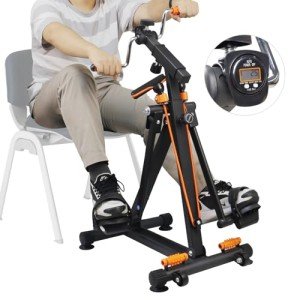Arm and Leg Pedal Exerciser for Seniors - Seated Pedal Exerciser with Leg Swing Exercise, Arm Rope Pull Exercise&Foot Massage, Stroke Recovery Pedal Exercise Equipment for Elderly, with Digital Display