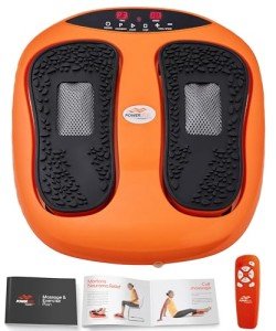 Power Legs Electric Foot Massager Machine with Remote Control, Adjustable Speed, Vibration - Calf Massager - Feet Massager for Neuropathy Pain Relief, Plantar Fasciitis, Leg Blood Circulation (Orange)