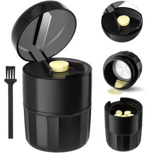 Renmingfed 3-in-1 Pill Crusher Pill Cutter with Storage Box,Pill Grinder with Stainless Steel Grinding Pestle, Pill Crusher Fine Powder, Pill Crushers for Elderly and Pets