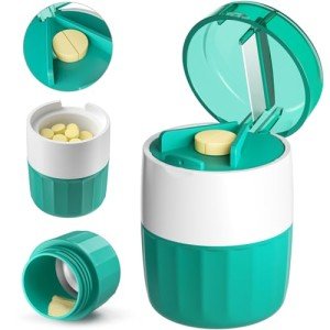 SevenYing 3-in-1 Pill Crusher and Pill Cutter with Storage Compartment for Tablets, Pill Grinder Fine Powder, Pill Cutter Splitter for Small or Large Pills