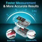 Alecaremed Pulse Oximeter, 4 Color OLED Display Oxygen Monitor Fingertip with 20 × Memory, Blood Oxygen Saturation Monitor (SpO2), Alarm & Brightness Adjustable, Batteries & Lanyard (White)