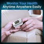 Alecaremed Pulse Oximeter, 4 Color OLED Display Oxygen Monitor Fingertip with 20 × Memory, Blood Oxygen Saturation Monitor (SpO2), Alarm & Brightness Adjustable, Batteries & Lanyard (White)