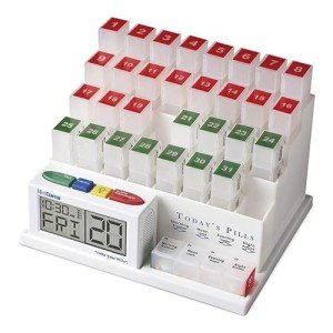 Medcenter FSA HSA Eligible Monthly Pill Organizer System 4 Times a Day, 31 Day Pill Organizer Box with Talking Alarm Reminding System, Monthly Pill Box for Daily Medication, Gift for Mom, Dad, Elderly