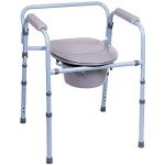 Carex 3-in-1 Folding Bedside Commode and Raised Toilet Seat, Portable Toilet for Camping, Supports Up to 300lbs, Bedside Commodes for Seniors, Adult Potty Chair For Seniors