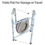 Carex 3-in-1 Folding Bedside Commode and Raised Toilet Seat, Portable Toilet for Camping, Supports Up to 300lbs, Bedside Commodes for Seniors, Adult Potty Chair For Seniors