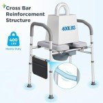 Bedside Commode for Seniors, FSA HSA Eligible Bedside Commode with Adjustable Width and Height, 400 LBS Weight Capacity, 16.9 Inch Extra Large Soft Seat Plate