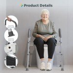 Bedside Commode for Seniors, FSA HSA Eligible Bedside Commode with Adjustable Width and Height, 400 LBS Weight Capacity, 16.9 Inch Extra Large Soft Seat Plate