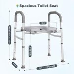 Bedside Commode for Seniors, FSA HSA Eligible Bedside Commode with Adjustable Width and Height, 400 LBS Weight Capacity, 16.9 Inch Extra Large Soft Seat Plate
