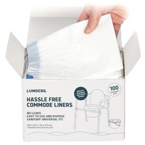 Lunderg Commode Liners - Value Pack 100 Count Universal Fit - Medical Grade Bedside Liners Disposable for Adult Commode Chair, Portable or Camping Toilet Bags