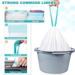 60 Commode Liners with Absorbent Pads, 60 Bedside Commode Liners and 60 Pads for Commode Bucket, Disposable Commode Bags for Adults, Portable Leak-Proof Potty Chair Liners (21*16in-60+60)
