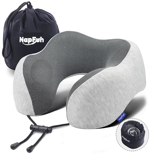 Travel Neck Pillow with Memory Foam - Light Gray