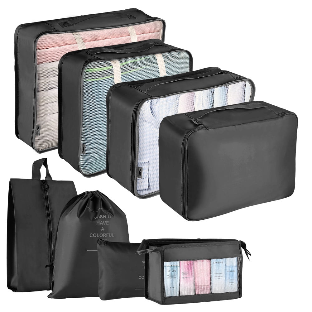 Koovon 8-Piece Travel Packing Cubes Set - Black