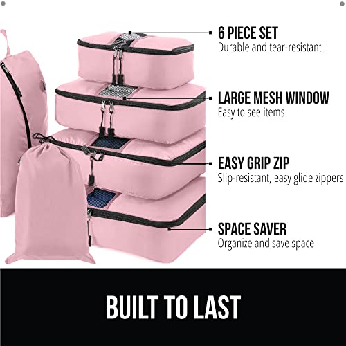 Gorilla Grip 6-Piece Packing Cube Set - Pink
