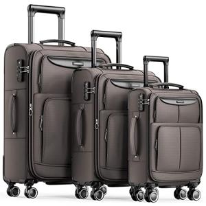 SHOWKOO 3 Piece Expandable Softshell Luggage Set