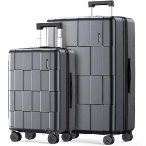 SHOWKOO 2-Piece Hardside Luggage Set, Silver Gray
