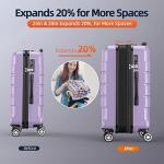 SHOWKOO 3-Piece Expandable Lavender Luggage Set