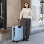 Light Blue 24-Inch AnyZip Hardside USB Suitcase