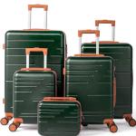 Zimtown 5-Piece Hardside Luggage Set, Deep Green