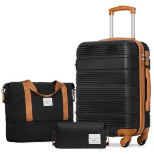 3 Piece Carry On Luggage Set with Spinner Wheels