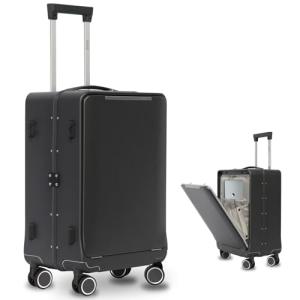 OUZZO 22" Aluminum Carry-On Luggage with Compartment