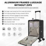 OUZZO 22" Aluminum Carry-On Luggage with Compartment