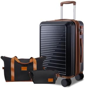 Black 22" Expandable Carry-On Luggage with Wheels